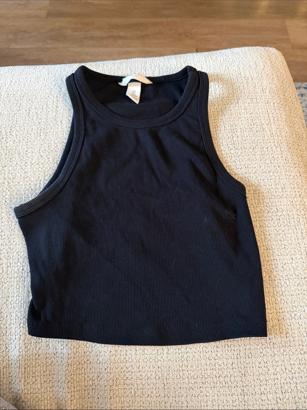 H&M Women's Black Ribbed Tank Crop Top